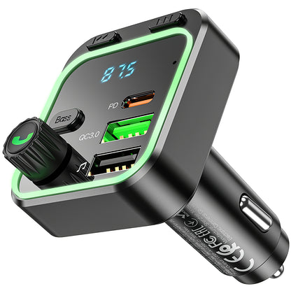 Modulador FM Bluetooth BC53 Highway, 2 x USB-A - 1 x USB-C 