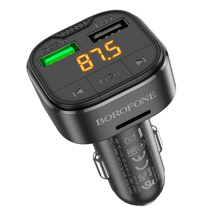 Modulador FM Bluetooth Borofone BC43 Flash, 2 x USB-A - 1 x microSD