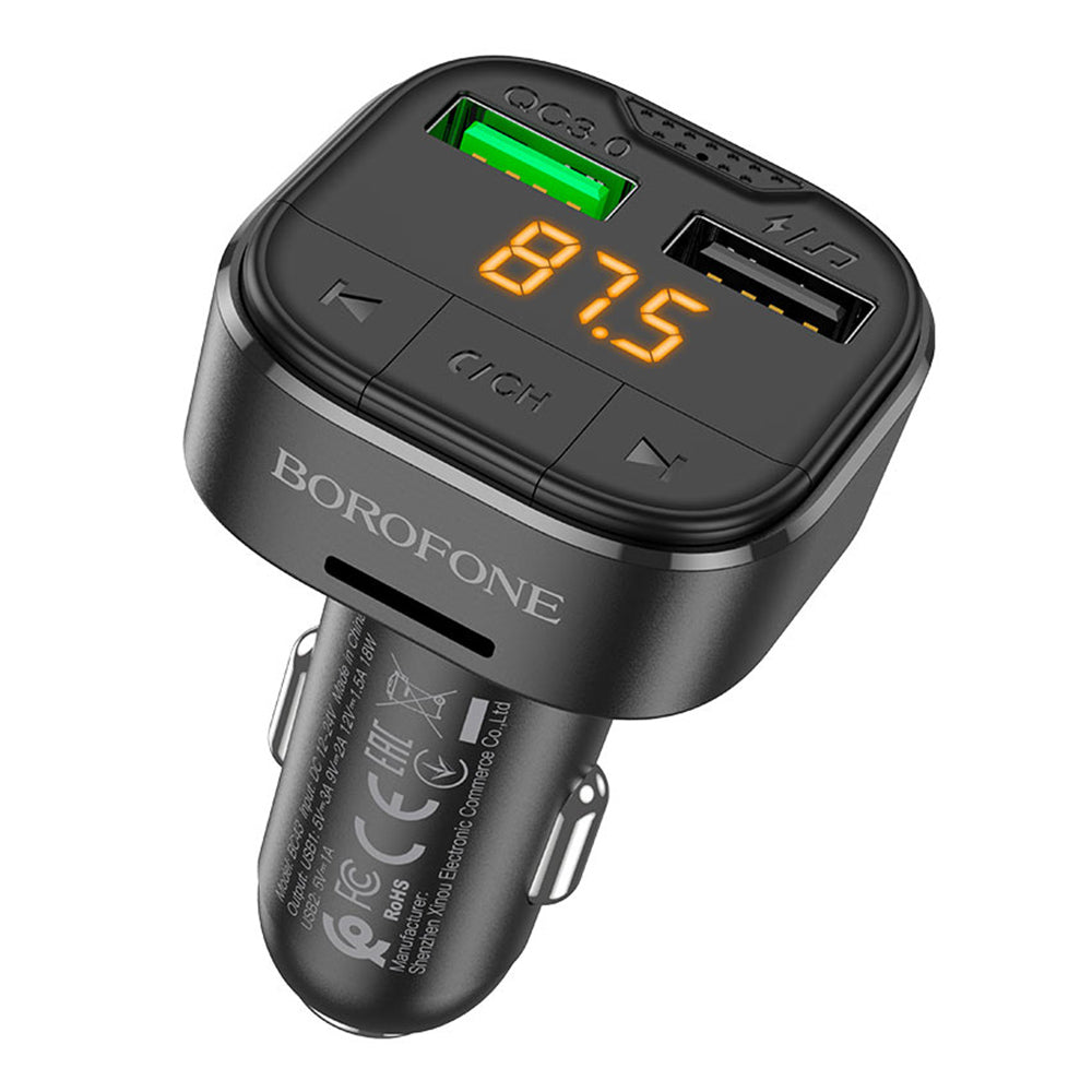 Modulador FM Bluetooth Borofone BC43 Flash, 2 x USB-A - 1 x microSD