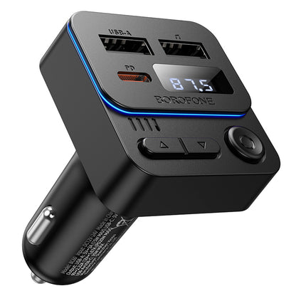 Modulador FM Bluetooth Borofone BC60 Hero, 2 x USB-A - 1 x USB-C