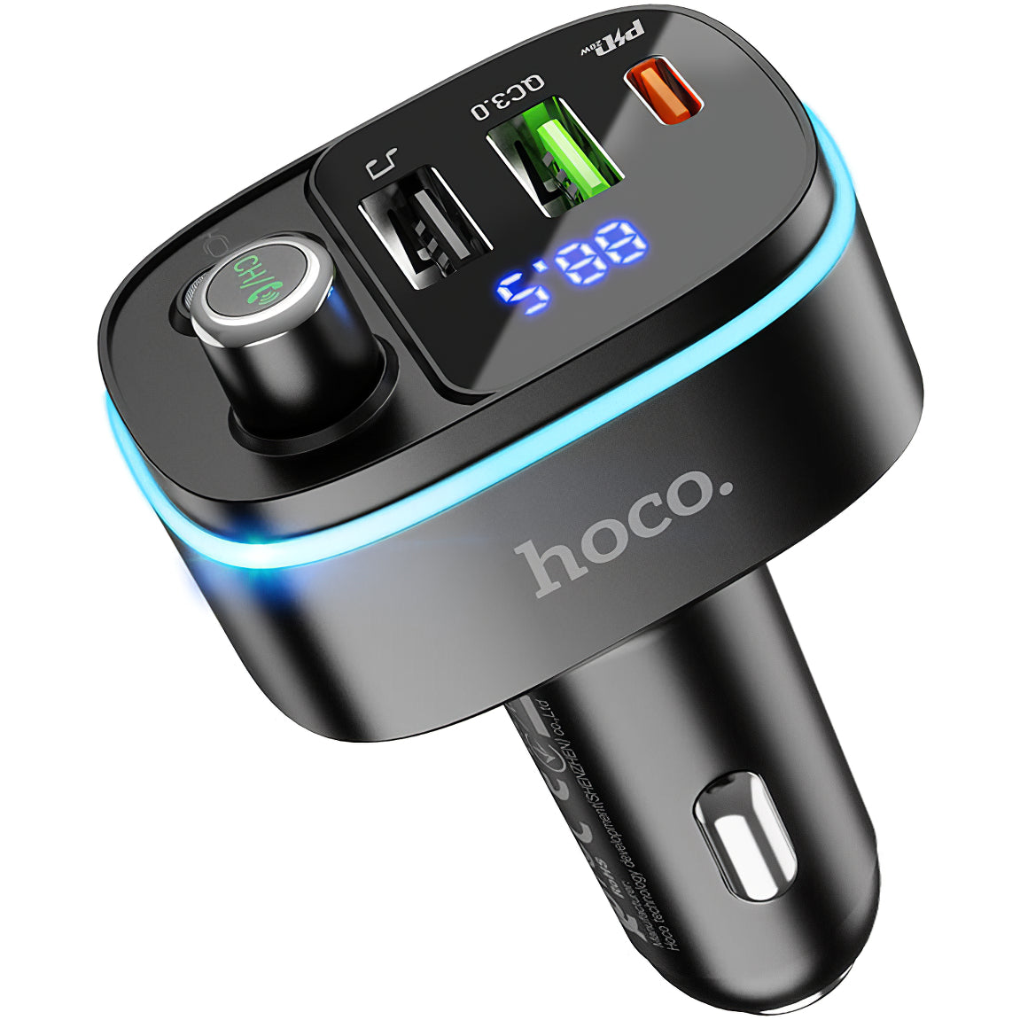 Modulador FM Bluetooth HOCO E62 Fast, 2 x USB-A - 1 x USB-C