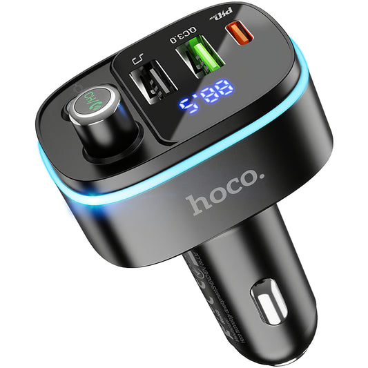 Modulador FM Bluetooth HOCO E62 Fast, 2 x USB-A - 1 x USB-C