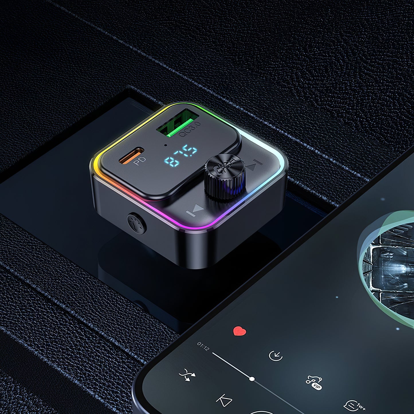 Modulador FM Bluetooth HOCO E81, 1 x USB-A - 1 x USB-C