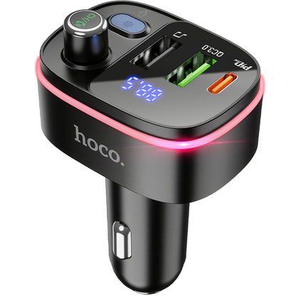 Modulador FM Bluetooth HOCO E62 Fast, 2 x USB-A - 1 x USB-C
