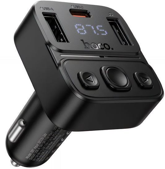 Modulador FM Bluetooth HOCO E87, 2 x USB-A - 1 x USB-C