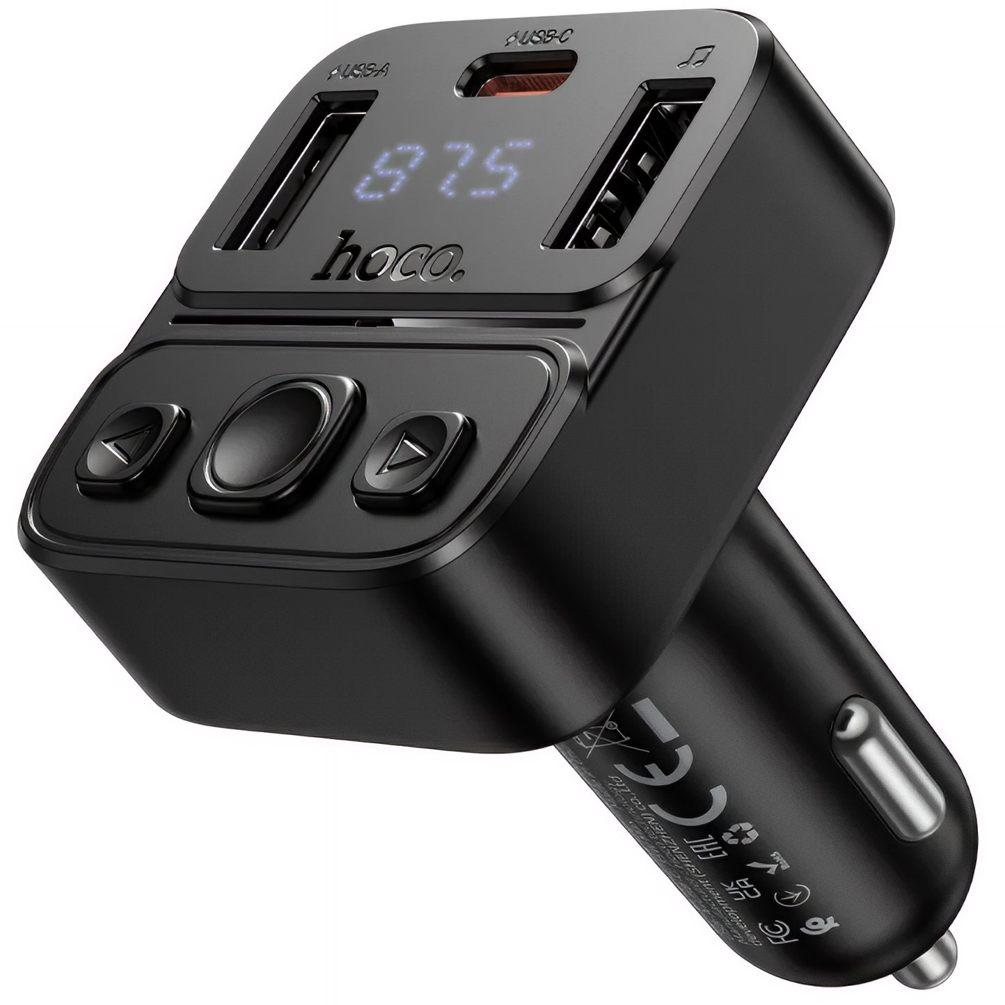 Modulador FM Bluetooth HOCO E87, 2 x USB-A - 1 x USB-C