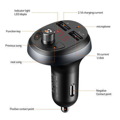 Modulador FM Bluetooth McDodo, 2 x USB-A