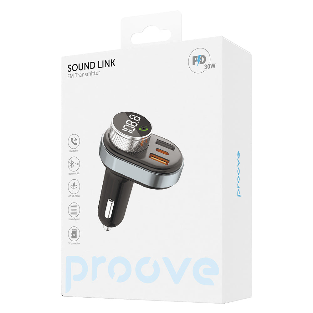 Modulador FM Bluetooth Proove, 2 x USB-A - 1 x USB-C - 1 x microSD FMSL30110001
