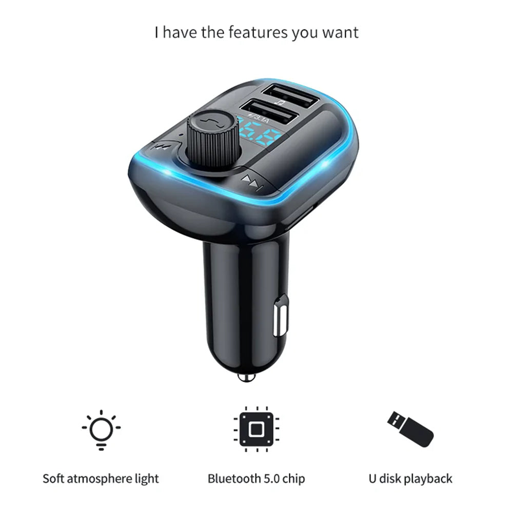 Modulador FM Bluetooth Yesido Y44, 2 x USB-A - 1 x microSD