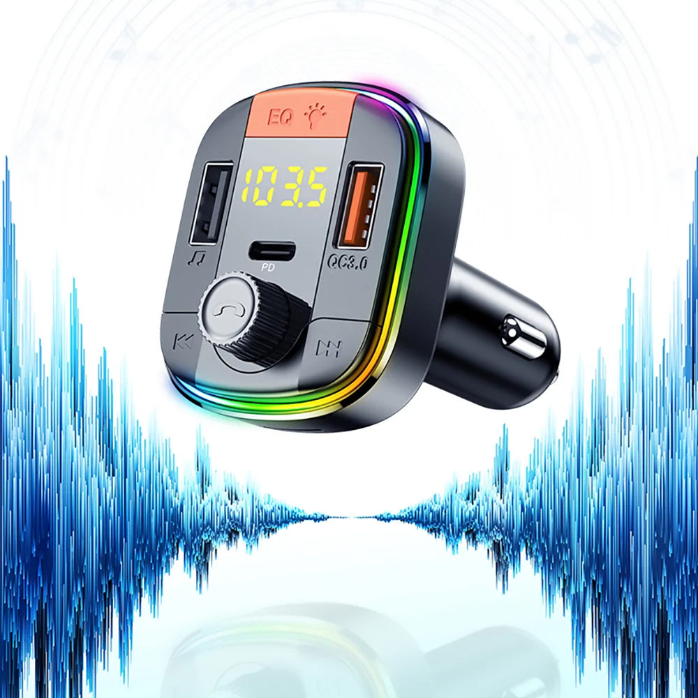 Modulador FM Bluetooth Yesido Y45, 2 x USB-A - 1 x USB-C - 1 x microSD