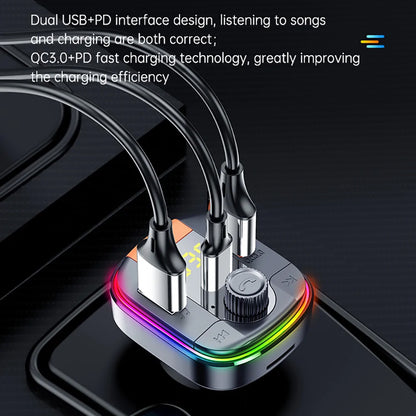 Modulador FM Bluetooth Yesido Y45, 2 x USB-A - 1 x USB-C - 1 x microSD