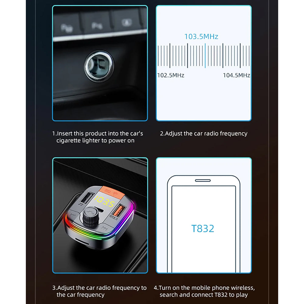 Modulador FM Bluetooth Yesido Y45, 2 x USB-A - 1 x USB-C - 1 x microSD