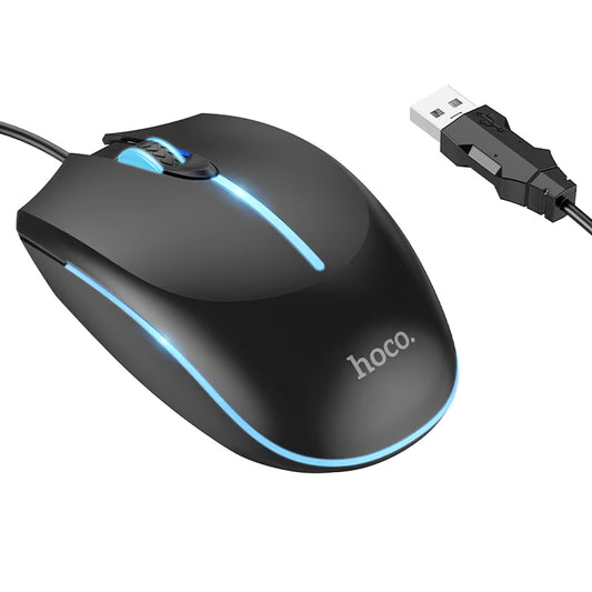 Ratón Gaming con Cable USB HOCO GM37, RGB, 2400DPI, Negro