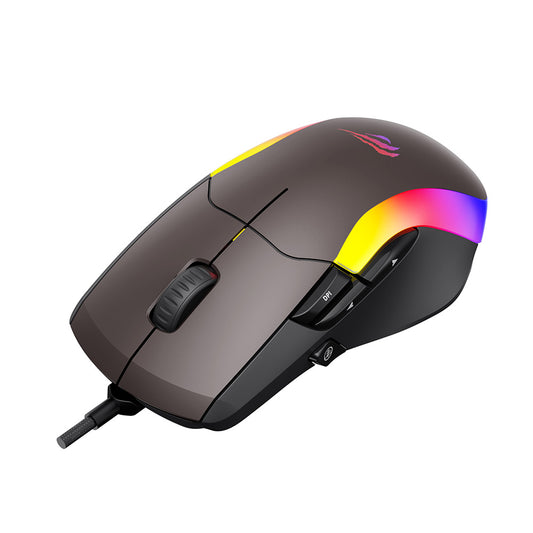 Mouse Gaming con cable USB HAVIT MS959S, RGB, 1200DPI - 8000DPI, 1.6m, Negro Ocre