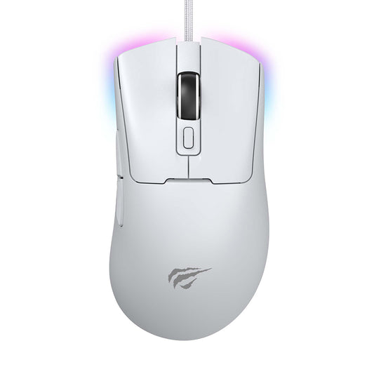Mouse Gaming con cable USB HAVIT MS966, RGB, 800DPI - 12000DPI, 1.6m, Blanco