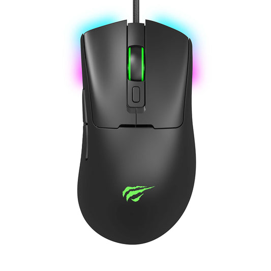 Mouse Gaming con cable USB HAVIT MS966, RGB, 800DPI - 12000DPI, 1.6m, Negro