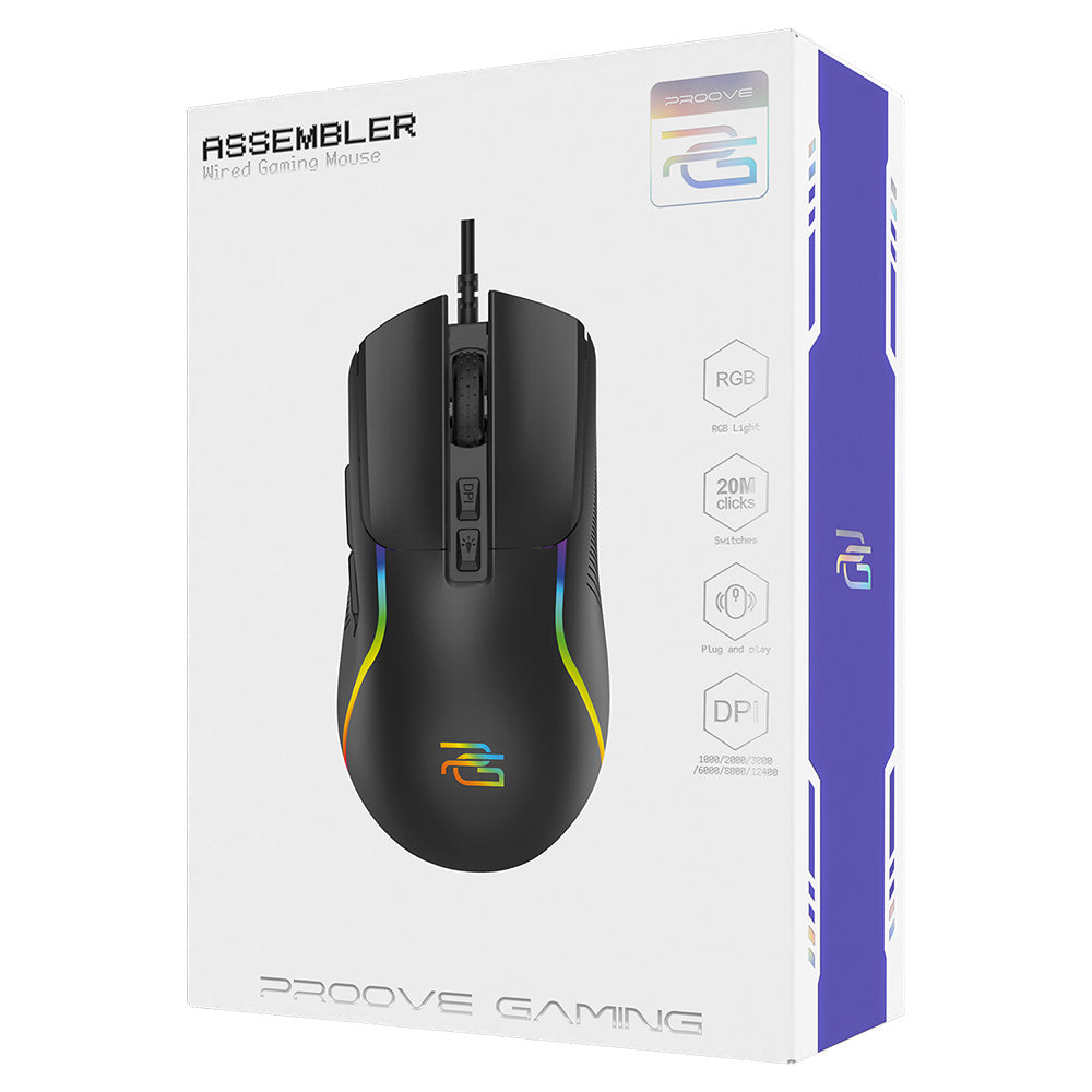 Mouse Gaming Wired USB Proove Assembler, RGB, 12400DPI, Negro CMAS00000101
