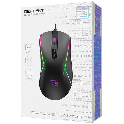 Mouse Gaming Wired USB Proove Defiant, RGB, 7200DPI, Negro CMDE00000102