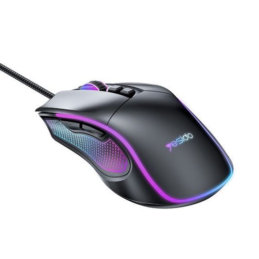 Mouse Gaming con cable USB Yesido KB20, RGB, 1000DPI - 7200DPI, Negro