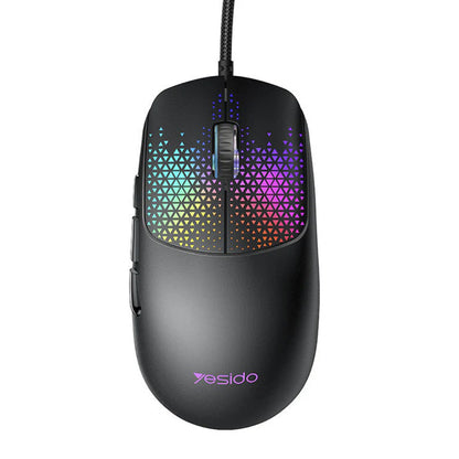 Mouse Gaming con cable USB Yesido KB32, RGB, 7200DPI, Negro