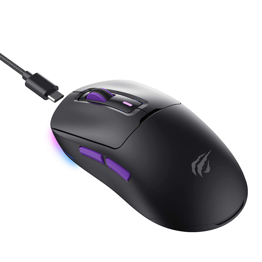 Ratón Gaming Inalámbrico HAVIT MS969WB, RGB, 1000DPI - 16000DPI, BT / Wi-Fi / Cableado, Negro