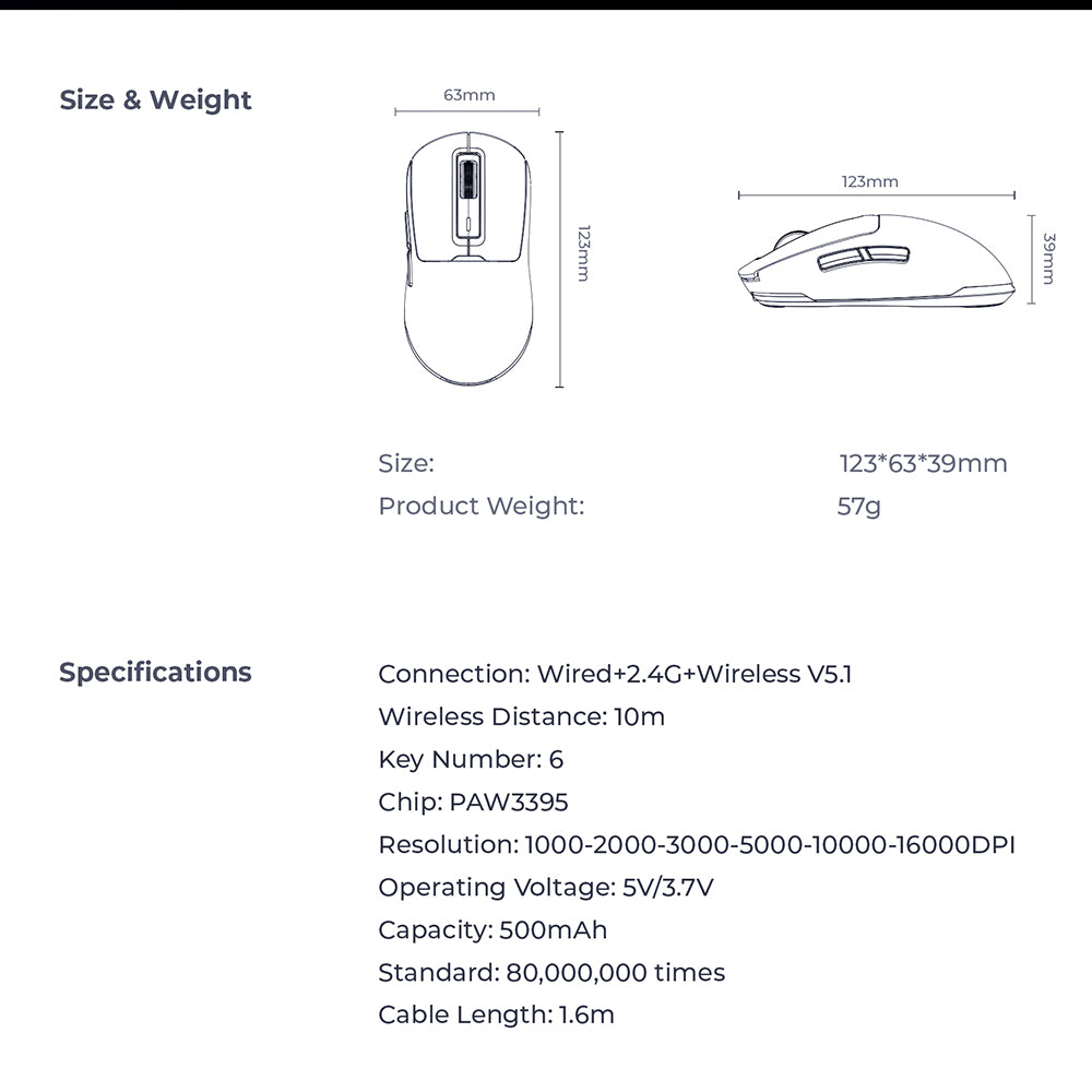Mouse Gaming Inalámbrico HAVIT MS969WB, RGB, 1000DPI - 16000DPI, Negro