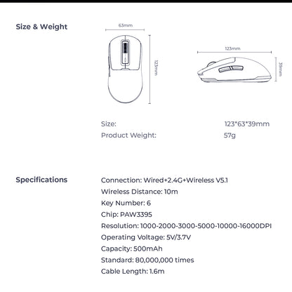 Mouse Gaming Inalámbrico HAVIT MS969WB, RGB, 1000DPI - 16000DPI, Negro