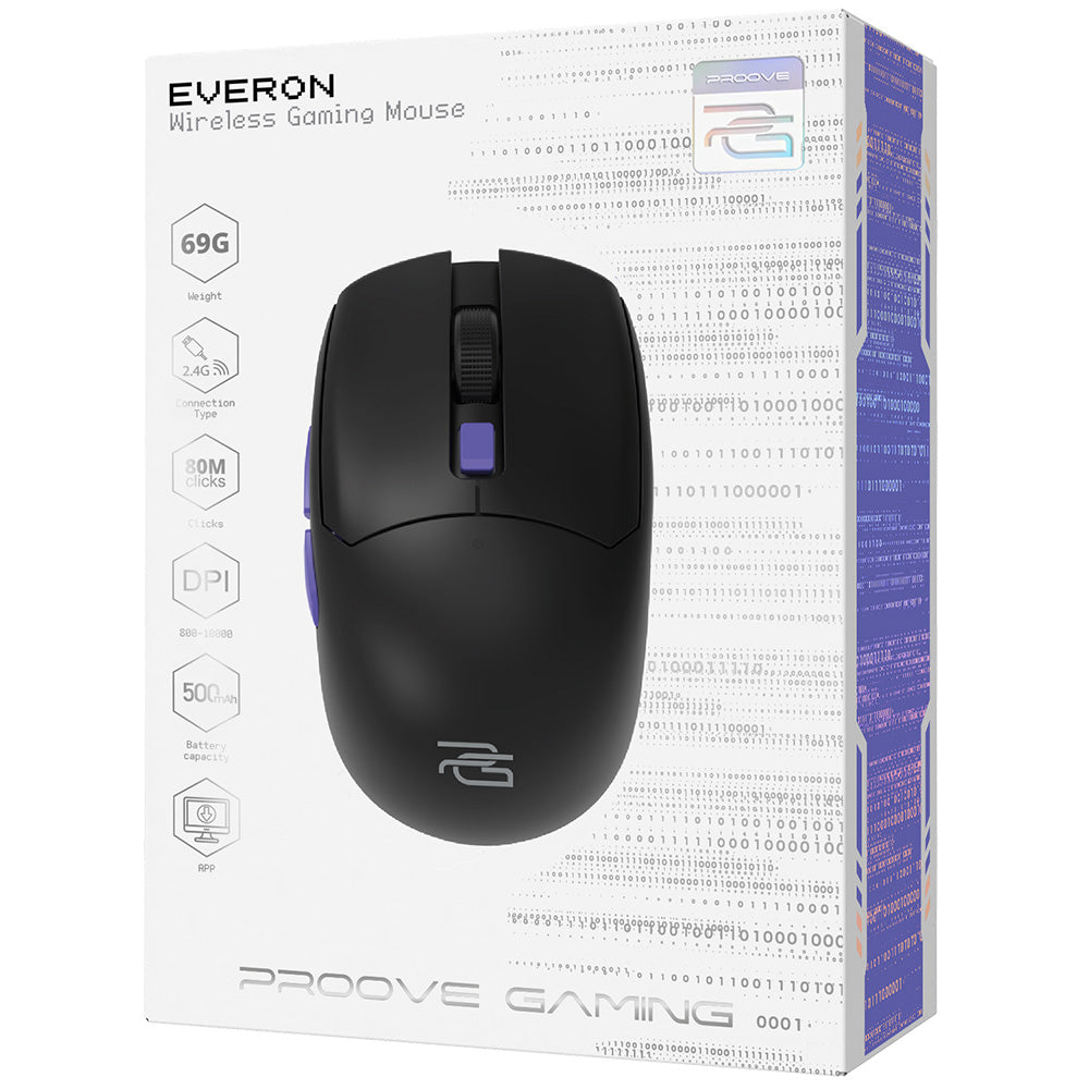Ratón Gaming Inalámbrico Proove Everon, 800DPI - 10000DPI, Negro WMEV00022001