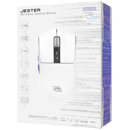 Proove Jester Wireless Gaming Mouse, 800DPI - 26000DPI, OLED Display, White WMJS00022002