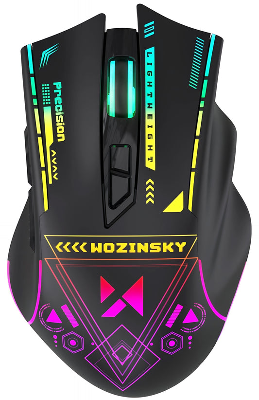 Ratón Gaming Inalámbrico WZK WMGB-3200, 3200DPI, RGB, Negro