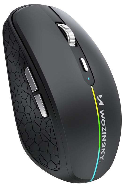 Ratón Gaming Inalámbrico WZK WMGK-1132, 1600DPI, RGB, BT / Wi-Fi, Negro