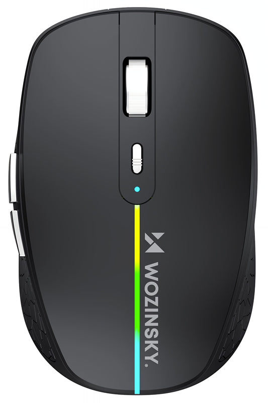 Ratón Gaming Inalámbrico WZK WMGK-1132, 1600DPI, RGB, BT / Wi-Fi, Negro