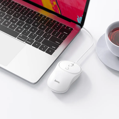 Mouse Wired USB HOCO GM13, 1600DPI, White