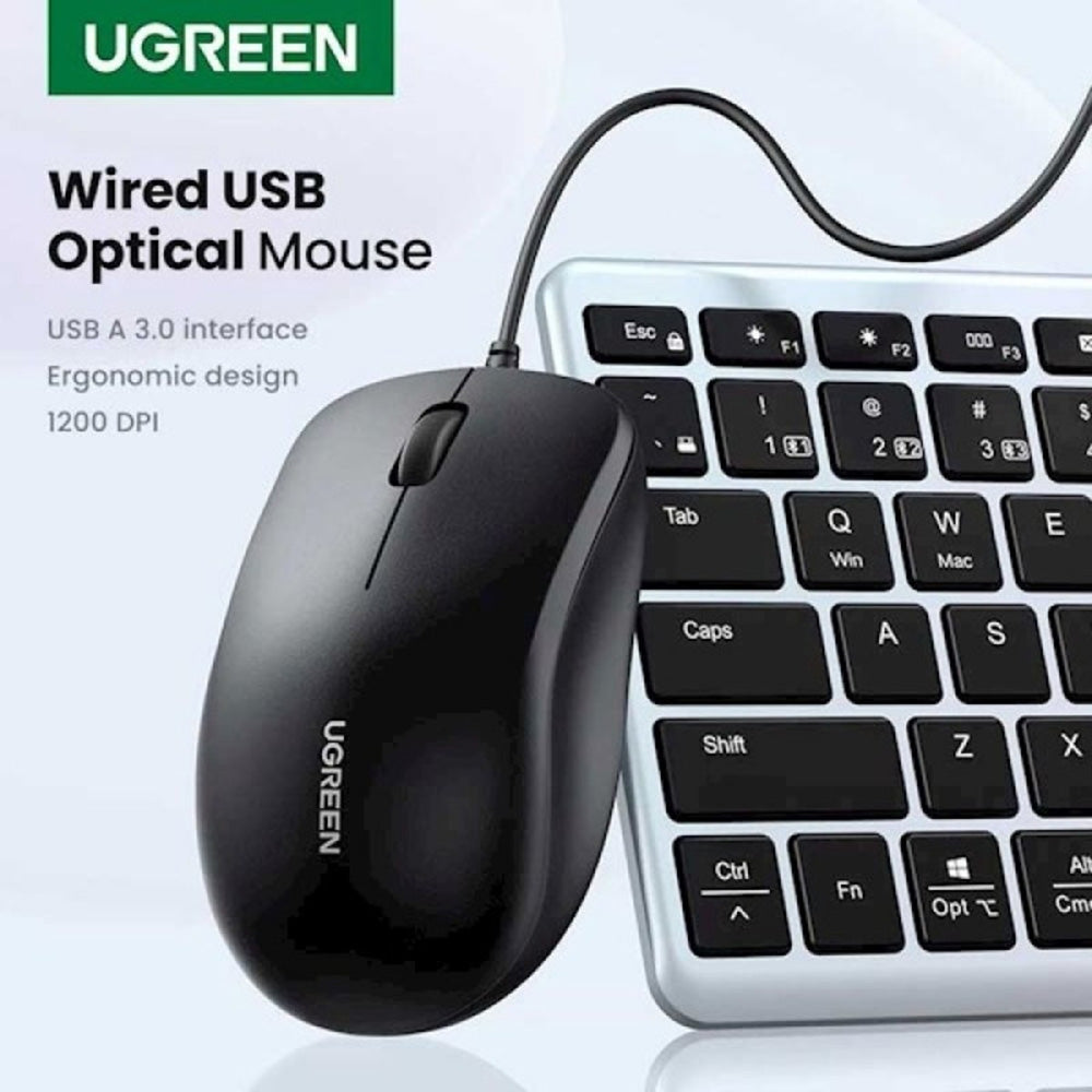 Mouse Wired USB UGREEN MU007, 1200DPI, 1.5m, Negro