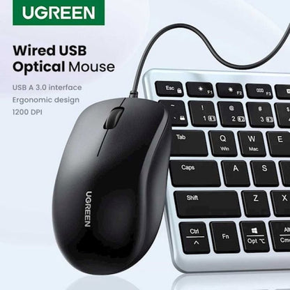 Mouse Wired USB UGREEN MU007, 1200DPI, 1.5m, Negro