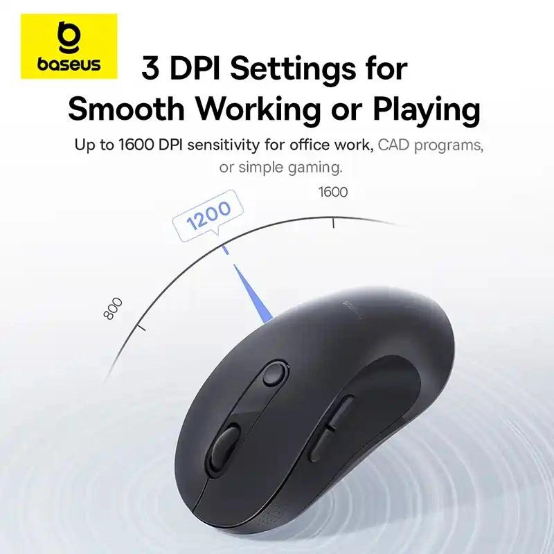 Mouse Wireless Baseus F02, 1600DPI, BT / Wi-Fi, Negro B0203203