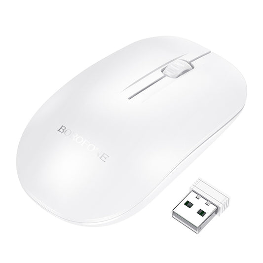 Ratón Inalámbrico Borofone BG14 Planet, 1000DPI, BT / Wi-Fi, Blanco