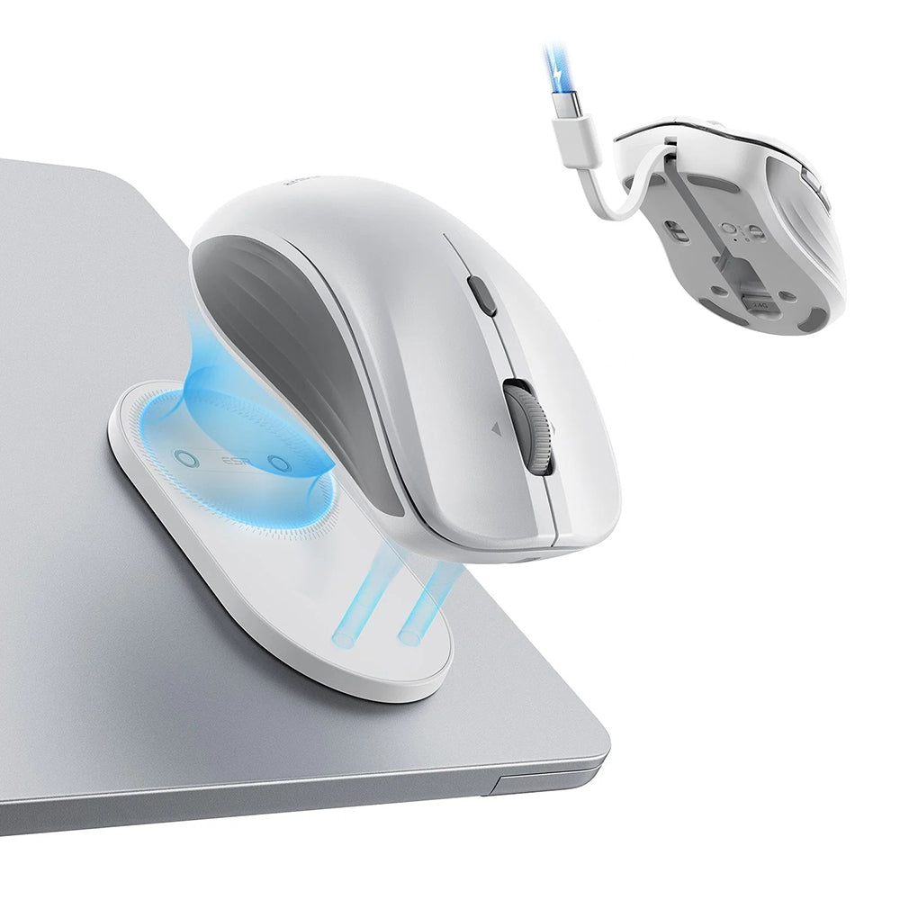 Ratón Inalámbrico ESR MagMouse, 800DPI - 4800DPI, BT / Wi-Fi, Blanco