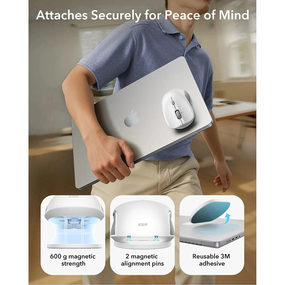 Ratón Inalámbrico ESR MagMouse, 800DPI - 4800DPI, BT / Wi-Fi, Blanco