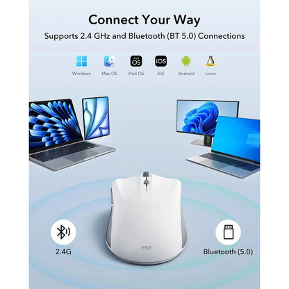 Ratón Inalámbrico ESR MagMouse, 800DPI - 4800DPI, BT / Wi-Fi, Blanco