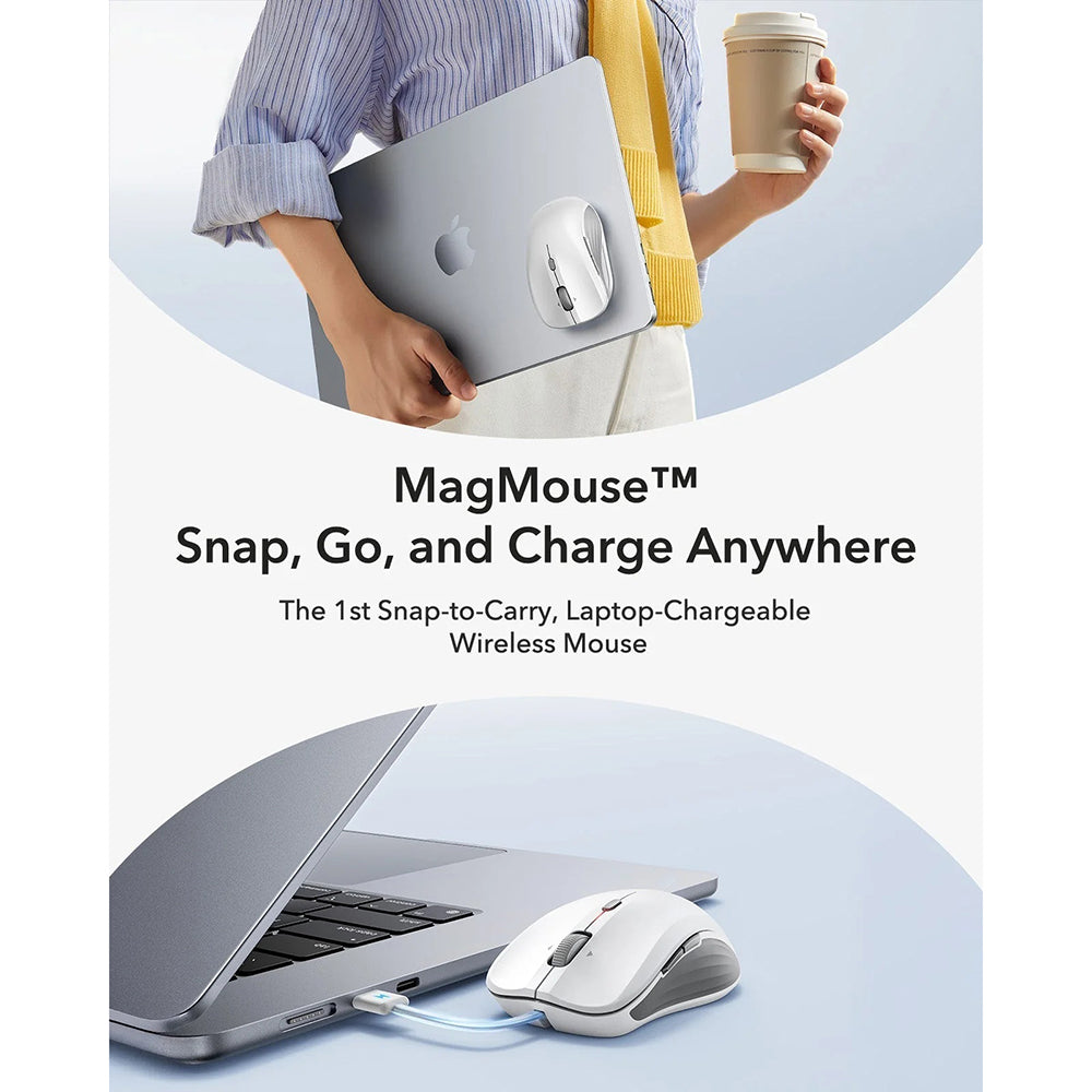 Ratón inalámbrico ESR MagMouse, 800DPI - 4800DPI, Gris