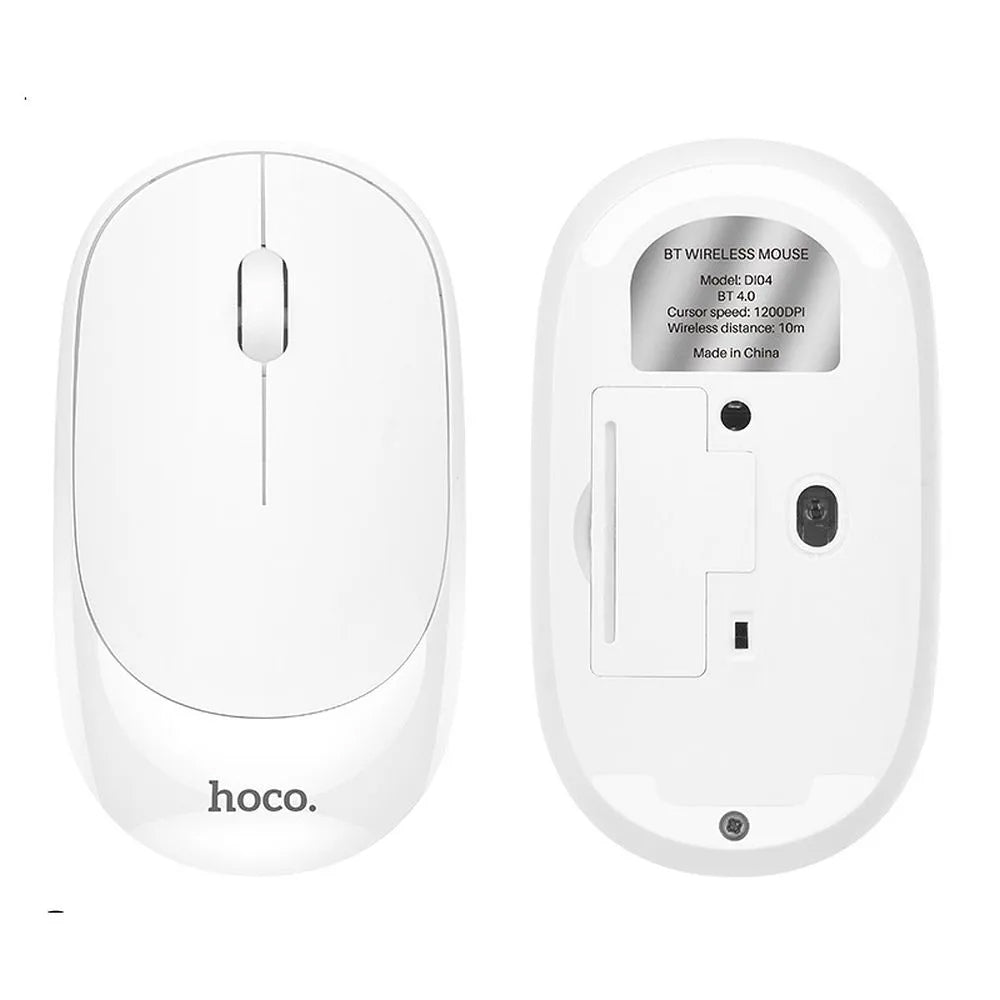 Ratón Inalámbrico HOCO DI04, 1200DPI, BT / Wi-Fi, Blanco