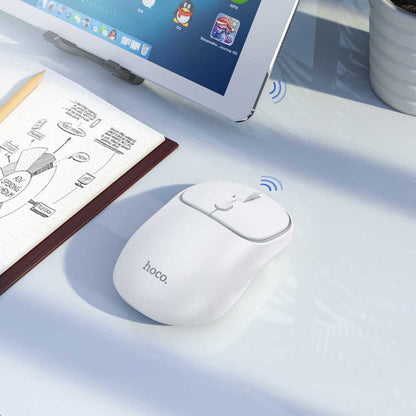 Ratón Inalámbrico HOCO GM25, 1600DPI, BT / Wi-Fi, Blanco