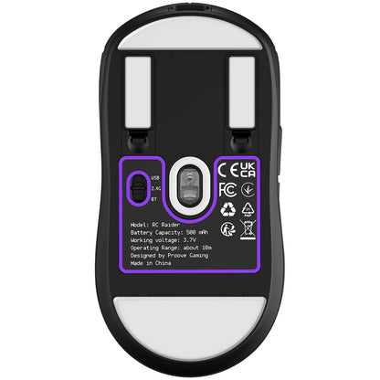 Mouse inalámbrico Proove RC Raider 8K, 800DPI - 32000DPI, BT / Wi-Fi / Cableado, Negro WMRR00122001