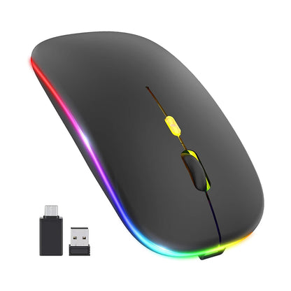 Mouse inalámbrico Techsuit M1, RGB, 1600DPI, BT / Wi-Fi, Negro
