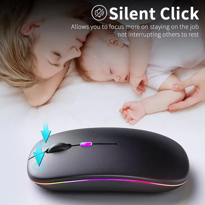 Mouse inalámbrico Techsuit M1, RGB, 1600DPI, BT / Wi-Fi, Negro