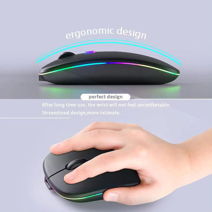 Mouse inalámbrico Techsuit M1, RGB, 1600DPI, BT / Wi-Fi, Negro