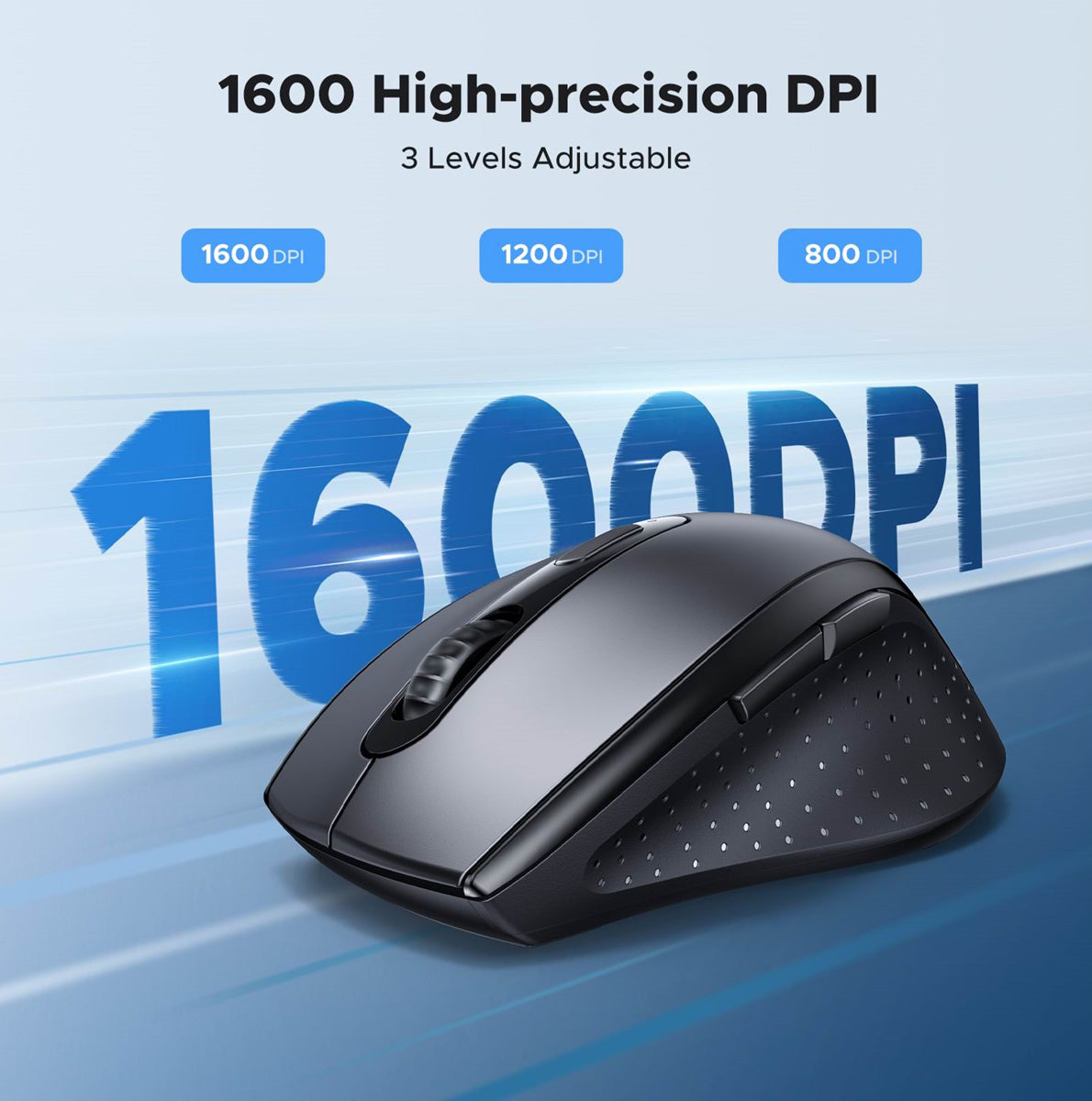Ratón Inalámbrico UGREEN M511, 1600DPI, Negro