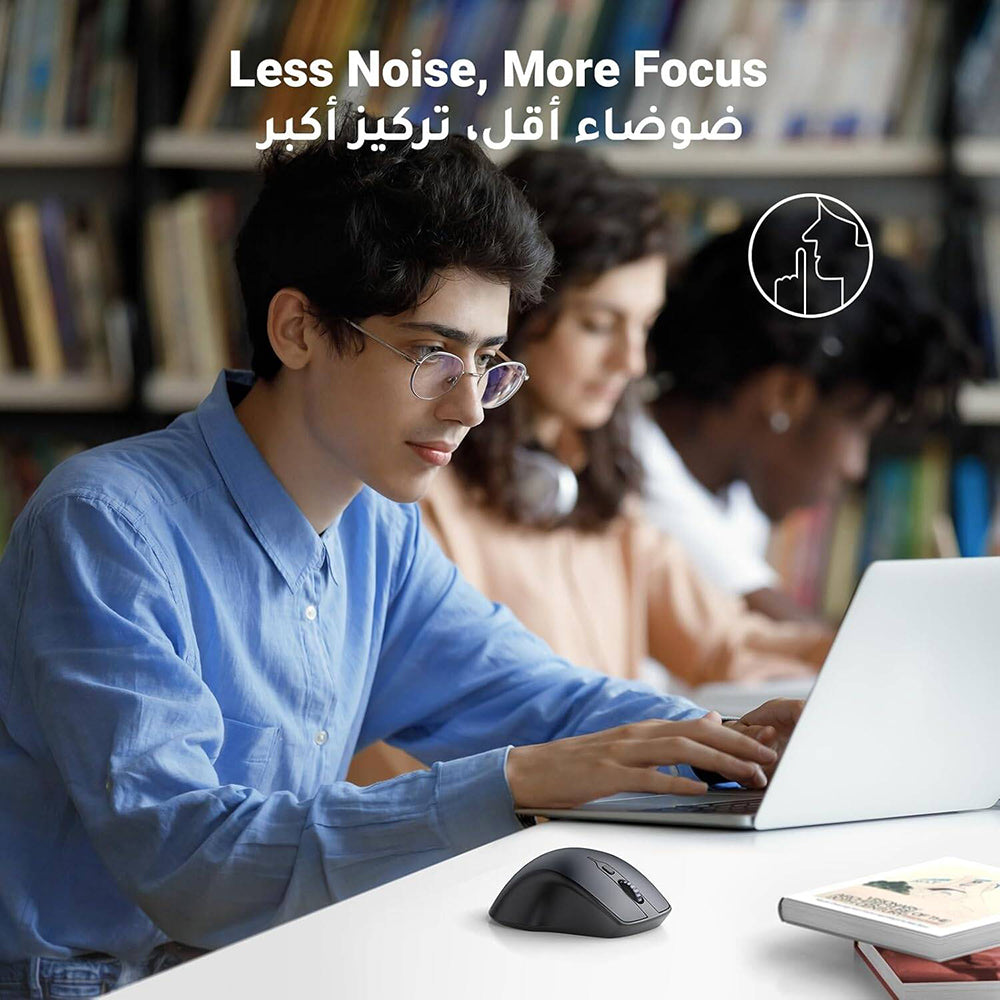 Ratón Inalámbrico UGREEN MU101, 4000DPI, BT / Wi-Fi, Negro