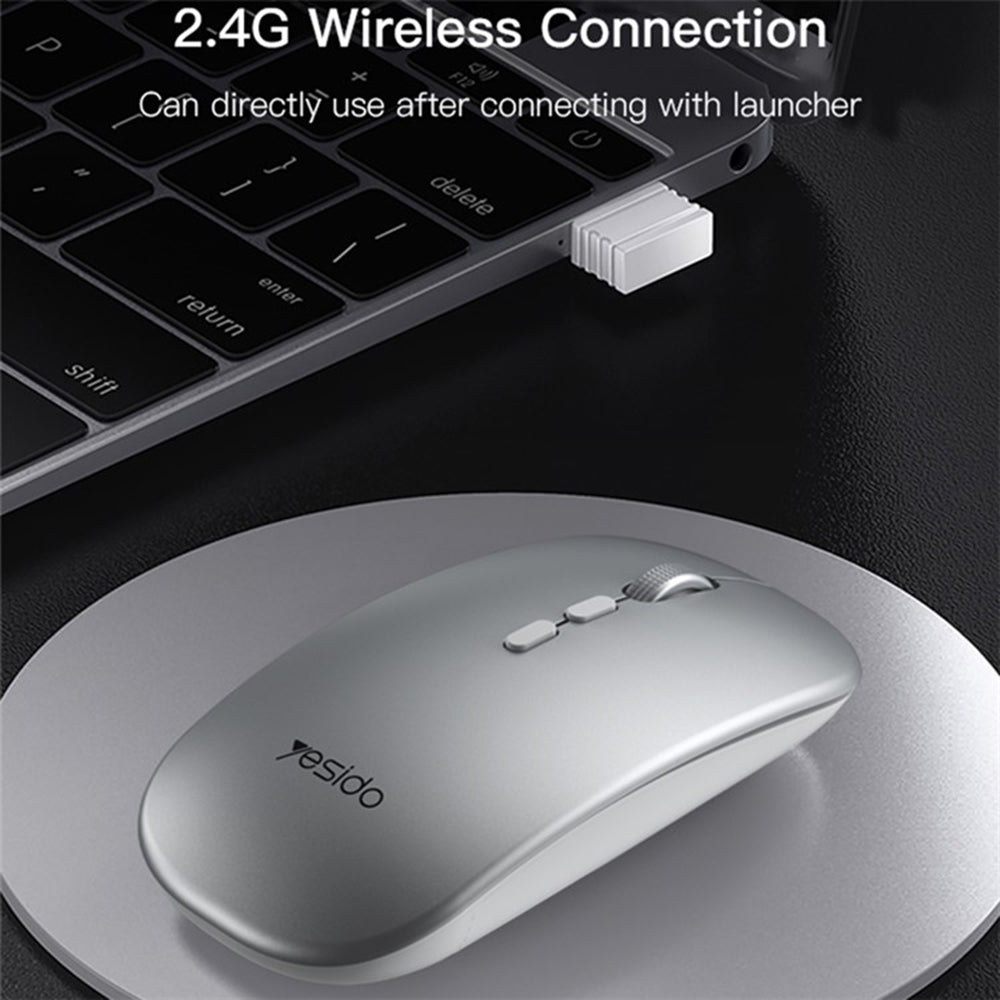 Mouse Wireless Yesido KB15, 800DPI - 1600DPI, Plateado